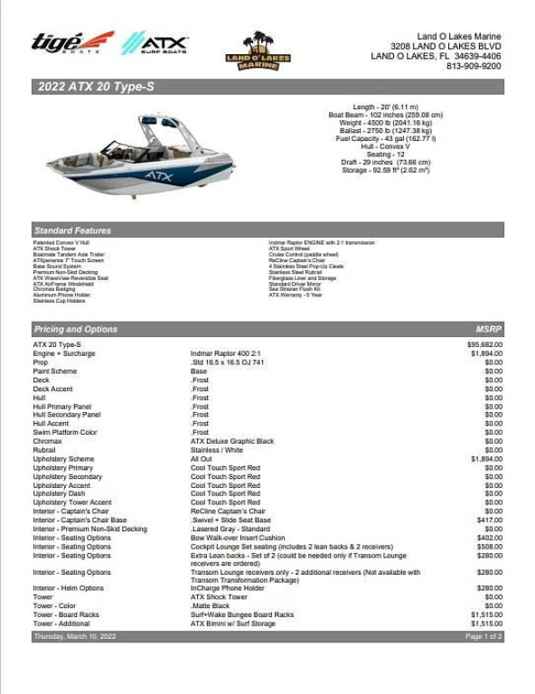 ATX Surf Boats 20 type S